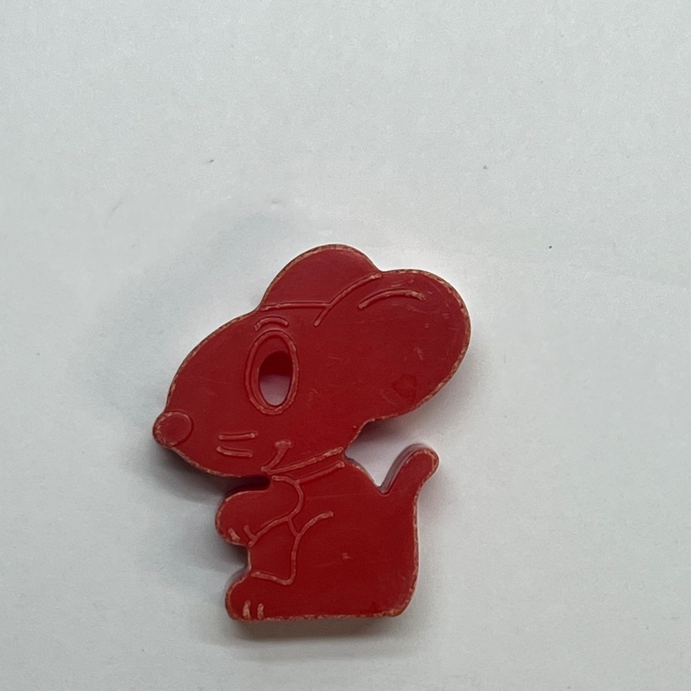 Vintage Red Plastic Mouse cut out No 601 Made in Hong Kong Retro Collectible